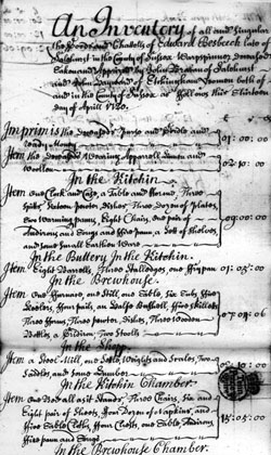 'Inventory Edward Besbeech 13th April 1720', East Sussex Record Office, copyright reserved